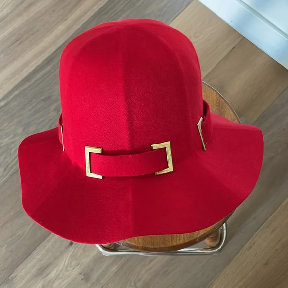 Vintage Red With Gold Accents 100% Wool Hat US Made Union Made - Picture 3 of 10